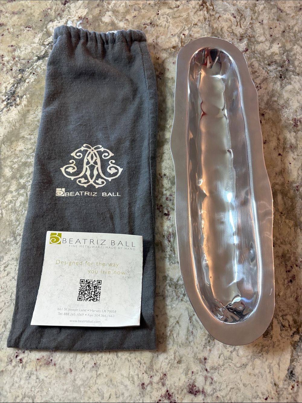 Beatriz Ball Silver Handcrafted Long Serving Tray- SoHo Cracker Tray